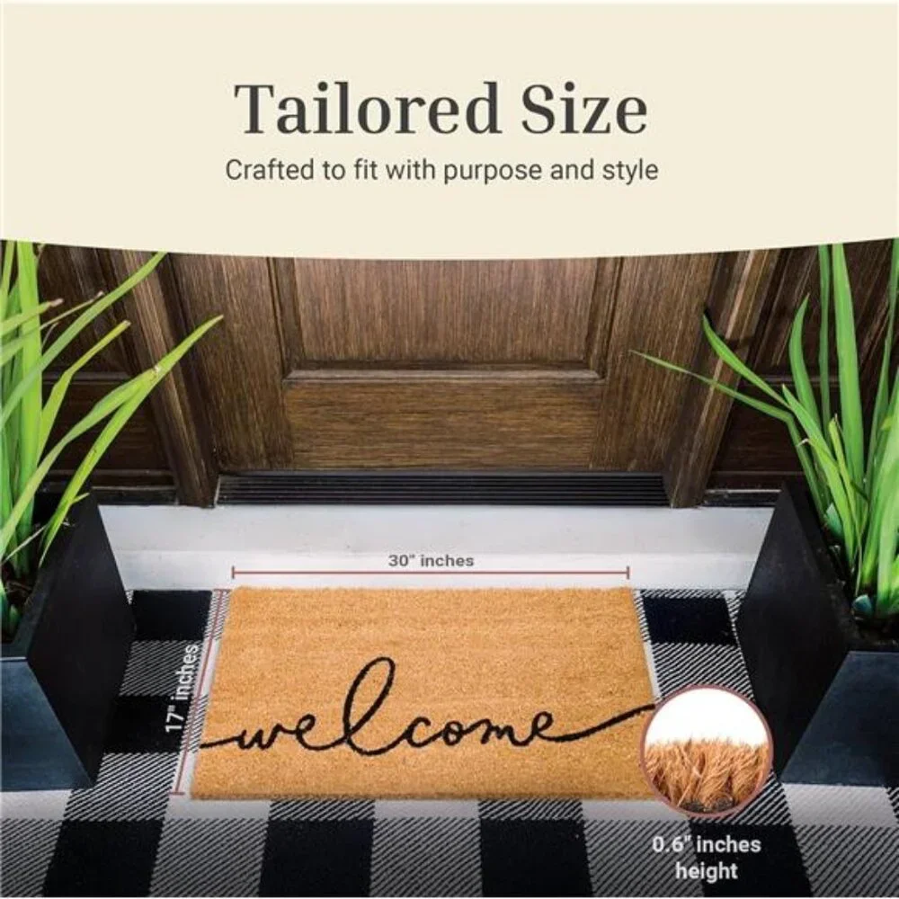 Door Mat – Coir Doormat for Outdoor Entrance, Durable Welcome Mat with Non-Slip
